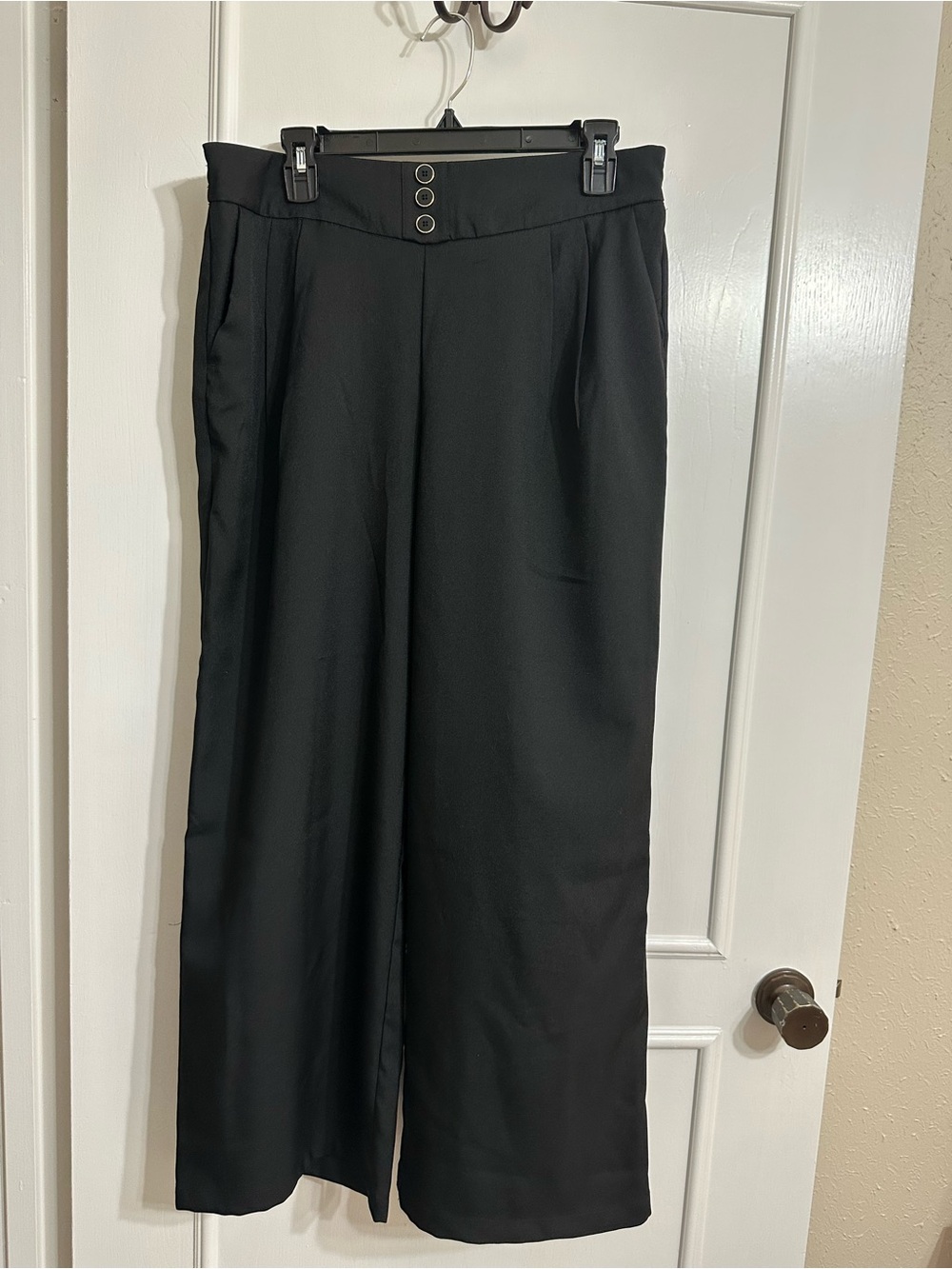 Wide-Leg High-Waist Black Pants Size XL